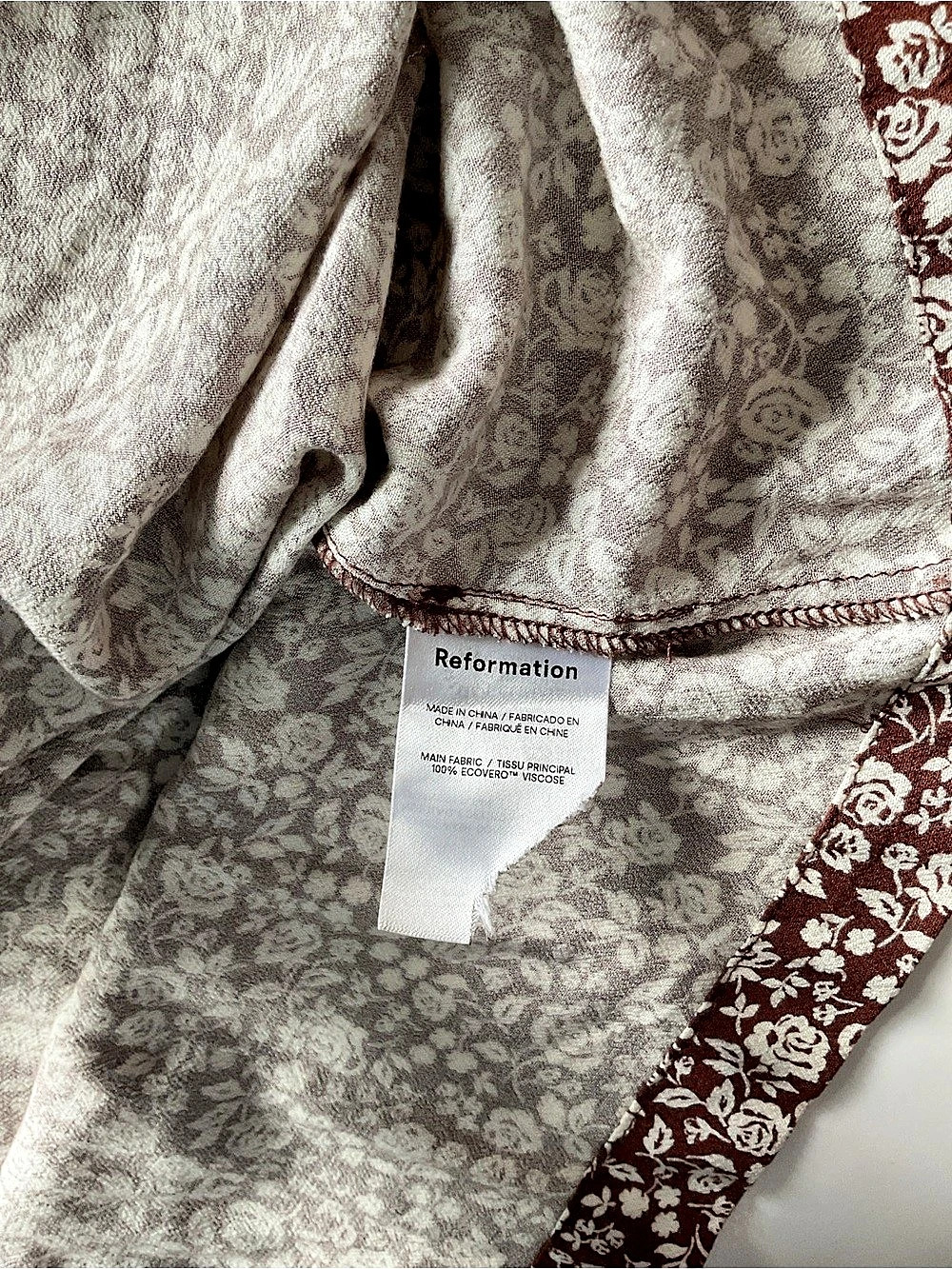 Reformation Brighton Floral Midi Dress in Brown & White Size Small - Picture 9 of 13